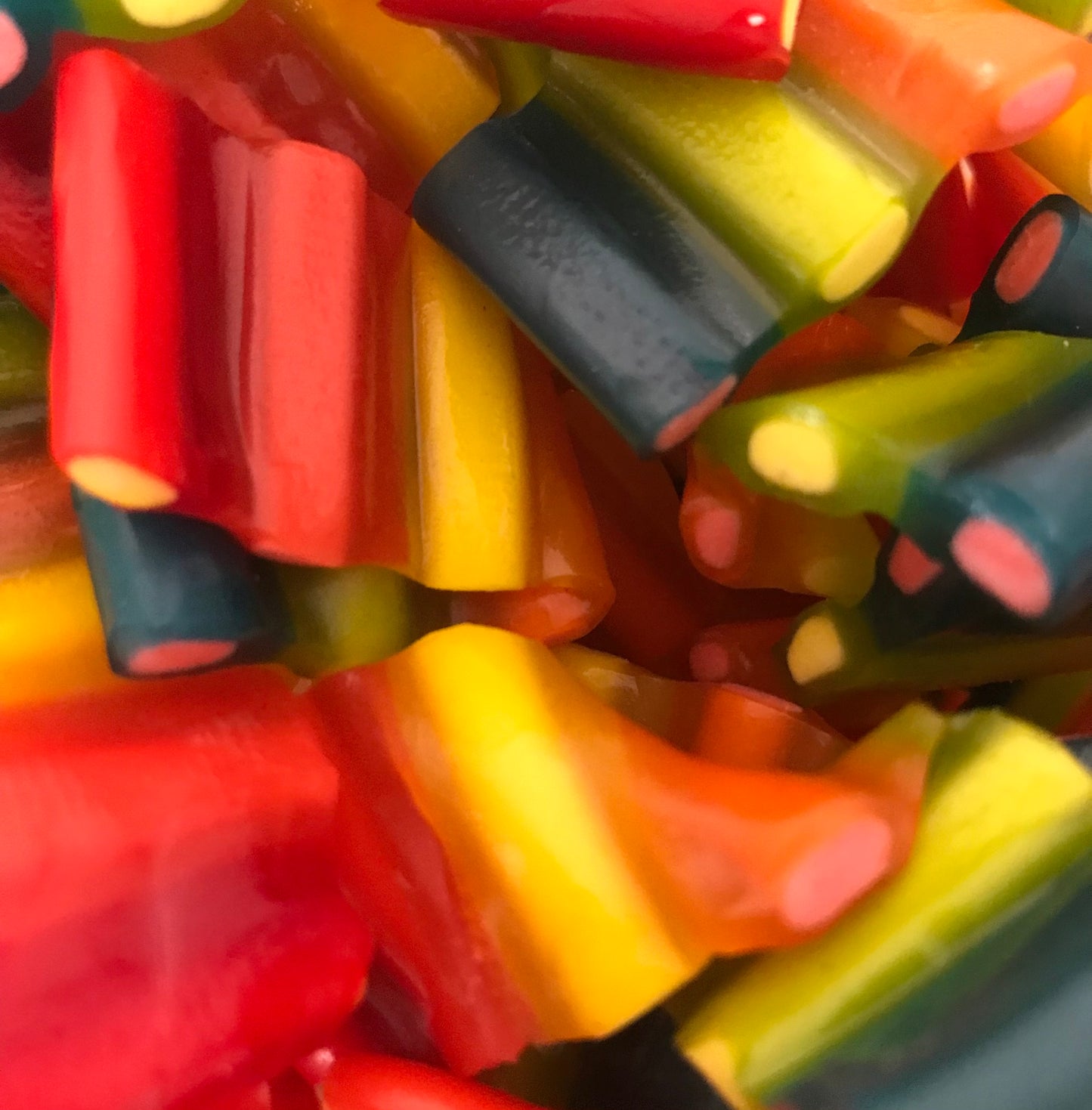 Rainbow liquorice strips
